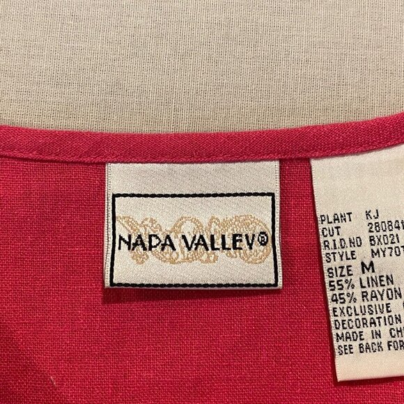 Napa Valley Tunic Shirt Womens Size M Linen Blend Short Sleeve Button Up Pink - Picture 6 of 7